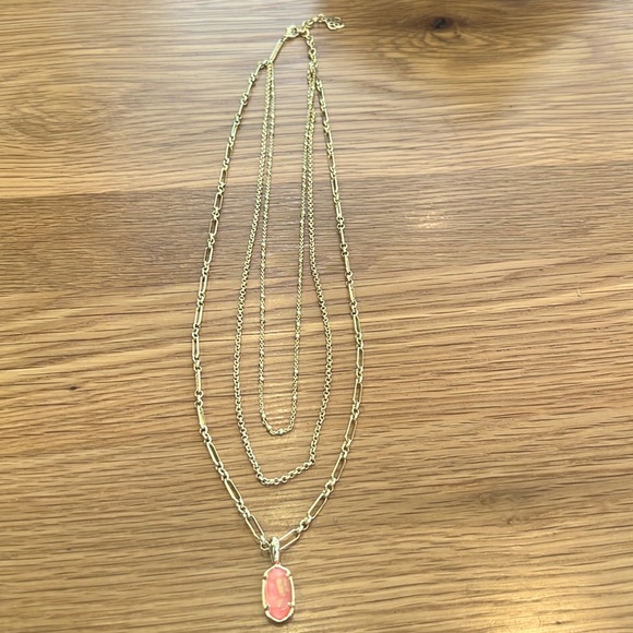 Kendra Scott-Elisa Gold Triple Strand Necklace In Coral Illusion NWOT - Picture 4 of 8